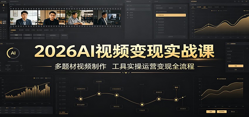 2026AI视频变现实战课：多题材视频制作，工具实操运营变现全流程网络赚钱,项目资源网,副业资源网,兼职项目,网赚课程-副业赚钱-互联网创业-独家轻创IP大圣网创
