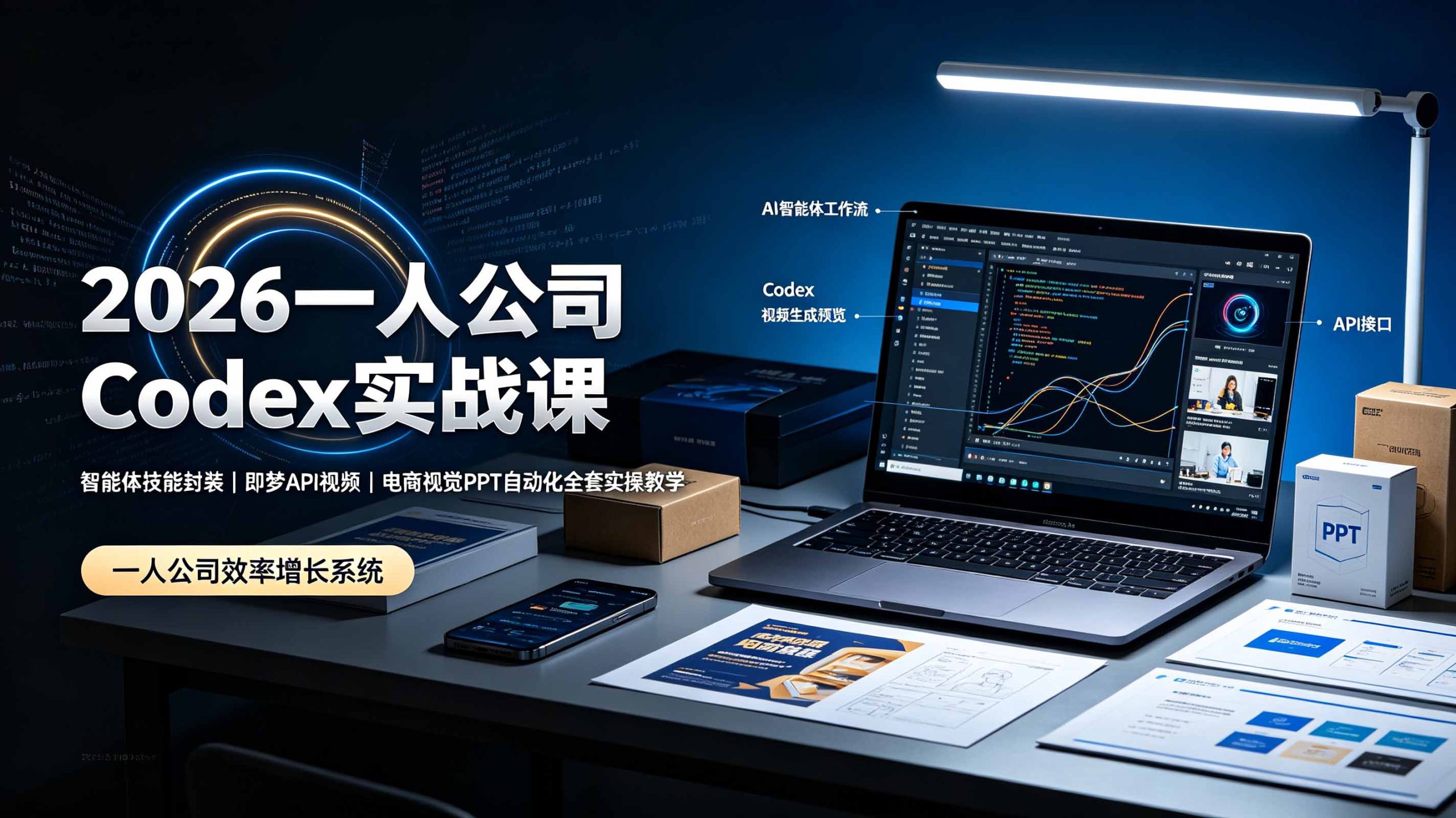 2026一人公司Codex实战课◆智能体技能封装|即梦API视频|电商视觉PPT自动化全套实操教学网络赚钱,项目资源网,副业资源网,兼职项目,网赚课程-副业赚钱-互联网创业-独家轻创IP大圣网创