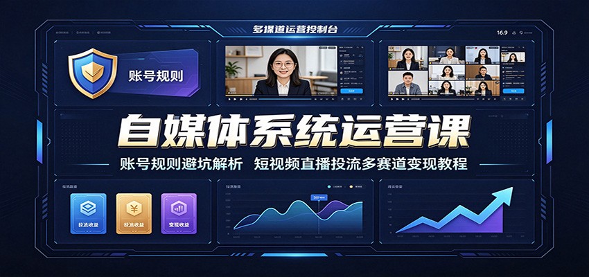 自媒体系统运营课：账号规则避坑解析，短视频直播投流多赛道变现教程网络赚钱,项目资源网,副业资源网,兼职项目,网赚课程-副业赚钱-互联网创业-独家轻创IP大圣网创
