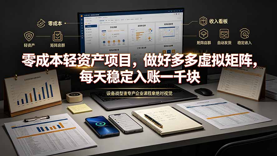 零成本轻资产项目，做好多多虚拟矩阵，每天稳定入账一千块网络赚钱,项目资源网,副业资源网,兼职项目,网赚课程-副业赚钱-互联网创业-独家轻创IP大圣网创
