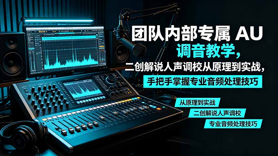 某大佬团队内部专属 AU 调音教学，二创解说人声调校从原理到实战，手把手掌握专业音频处理技巧网络赚钱,项目资源网,副业资源网,兼职项目,网赚课程-副业赚钱-互联网创业-独家轻创IP大圣网创