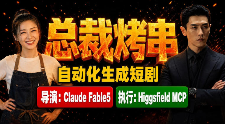 Claude Fable5担任导演+Higgsfield MCP落地执行｜《总裁烤串》真人质感短剧全自动AI生成全流程教学网络赚钱,项目资源网,副业资源网,兼职项目,网赚课程-副业赚钱-互联网创业-独家轻创IP大圣网创