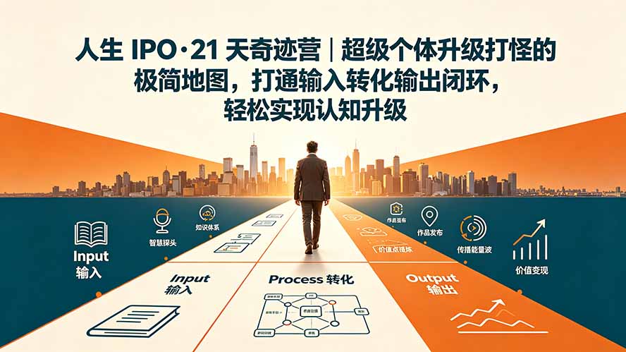 人生 IPO-21 天奇迹营｜超级个体升级打怪的极简地图，打通输入转化输出闭环，轻松实现认知升级网络赚钱,项目资源网,副业资源网,兼职项目,网赚课程-副业赚钱-互联网创业-独家轻创IP大圣网创