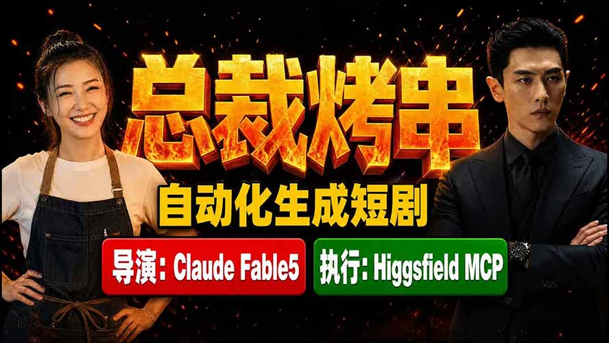 《总裁烤串》真人短剧全自动诞生！Claude Fable5 当导演，Higgsfield MCP 执行！网络赚钱,项目资源网,副业资源网,兼职项目,网赚课程-副业赚钱-互联网创业-独家轻创IP大圣网创
