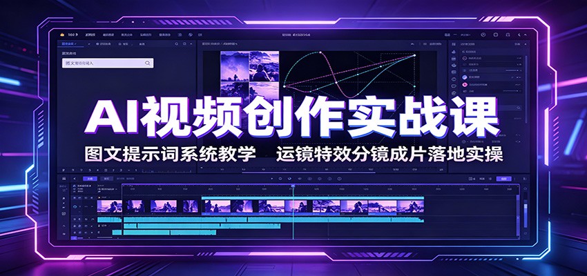 AI视频创作实战课：图文提示词系统教学，运镜特效分镜成片落地实操网络赚钱,项目资源网,副业资源网,兼职项目,网赚课程-副业赚钱-互联网创业-独家轻创IP大圣网创