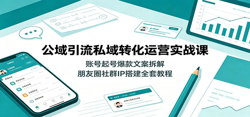 公域引流私域转化运营实战课：账号起号爆款文案拆解，朋友圈社群IP搭建全套教程网络赚钱,项目资源网,副业资源网,兼职项目,网赚课程-副业赚钱-互联网创业-独家轻创IP大圣网创
