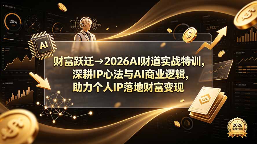 财富跃迁→2026AI财道实战特训,深耕IP心法与AI商业逻辑,助力个人IP落地财富变现网络赚钱,项目资源网,副业资源网,兼职项目,网赚课程-副业赚钱-互联网创业-独家轻创IP大圣网创