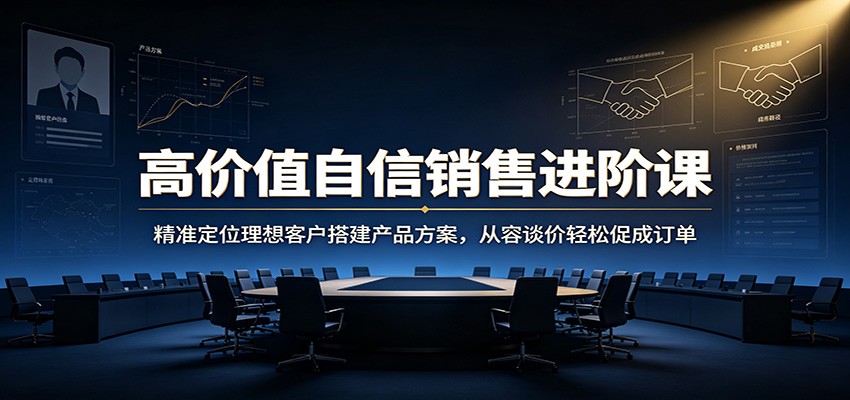 高价值自信销售进阶课：精准定位理想客户搭建产品方案，从容谈价轻松促成订单网络赚钱,项目资源网,副业资源网,兼职项目,网赚课程-副业赚钱-互联网创业-独家轻创IP大圣网创