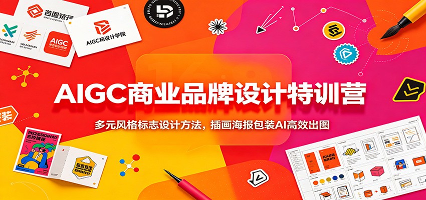 AIGC商业品牌设计特训营：多元风格标志设计方法，插画海报包装AI高效出图网络赚钱,项目资源网,副业资源网,兼职项目,网赚课程-副业赚钱-互联网创业-独家轻创IP大圣网创