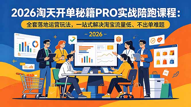 2026淘天开单秘籍PRO实战陪跑课程-更新：全套落地运营玩法，一站式解决淘宝流量低、不出单难题网络赚钱,项目资源网,副业资源网,兼职项目,网赚课程-副业赚钱-互联网创业-独家轻创IP大圣网创