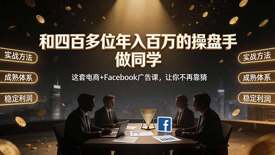 和四百多位年入百万的操盘手做同学——这套电商+Facebook广告课，让你不再靠猜【原创双语字幕】网络赚钱,项目资源网,副业资源网,兼职项目,网赚课程-副业赚钱-互联网创业-独家轻创IP大圣网创