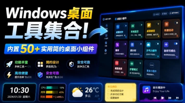 Windows桌面工具集合！内置50+实用简约桌面小组件，含截图、录屏、翻译、天气等，多秘工具箱网络赚钱,项目资源网,副业资源网,兼职项目,网赚课程-副业赚钱-互联网创业-独家轻创IP大圣网创