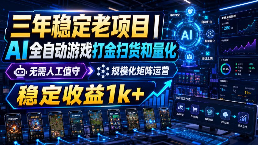 稳定三年的海外游戏全自动搬砖玩法，日入千元，无脑操作！网络赚钱,项目资源网,副业资源网,兼职项目,网赚课程-副业赚钱-互联网创业-独家轻创IP大圣网创