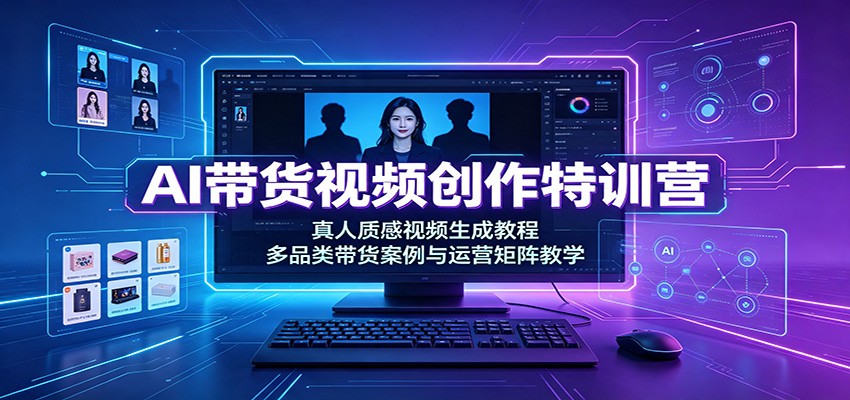AI带货视频创作特训营：真人质感视频生成教程，多品类带货案例与运营矩阵教学网络赚钱,项目资源网,副业资源网,兼职项目,网赚课程-副业赚钱-互联网创业-独家轻创IP大圣网创