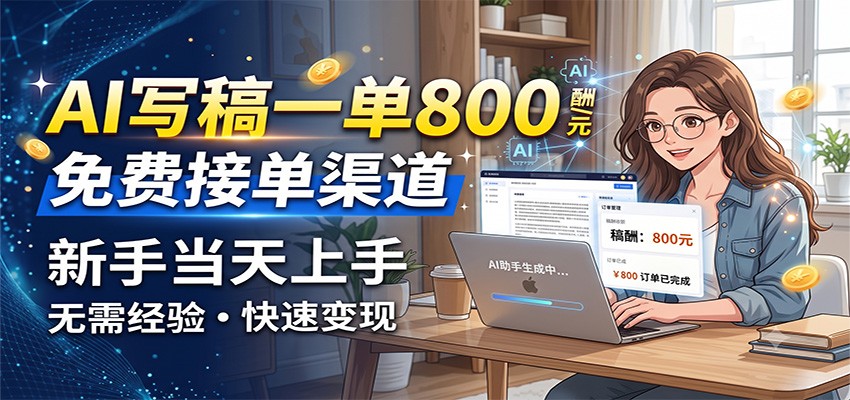AI写稿一单800，免费接单渠道，一单一结几十到上千，新手当天上手网络赚钱,项目资源网,副业资源网,兼职项目,网赚课程-副业赚钱-互联网创业-独家轻创IP大圣网创