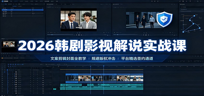 2026韩剧影视解说实战课：文案剪辑封面全教学，规避版权冲击平台精选签约通道网络赚钱,项目资源网,副业资源网,兼职项目,网赚课程-副业赚钱-互联网创业-独家轻创IP大圣网创