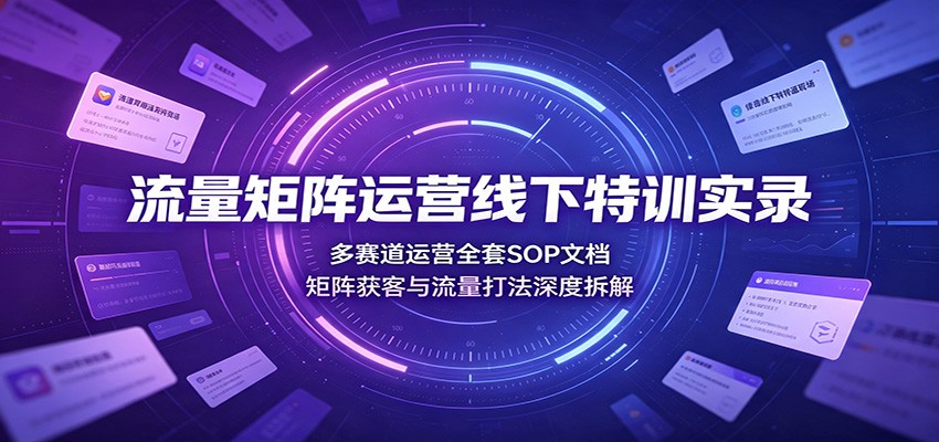 流量矩阵运营线下特训实录：多赛道运营全套SOP文档，矩阵获客与流量打法深度拆解网络赚钱,项目资源网,副业资源网,兼职项目,网赚课程-副业赚钱-互联网创业-独家轻创IP大圣网创