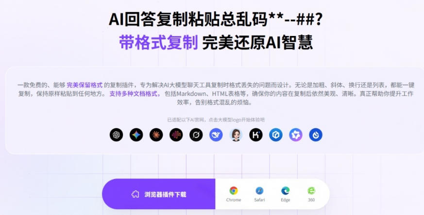 你的AI回答内容复制格式总乱码?完美一键保留原格式复制,办公宝藏浏览器插件Copy With Format