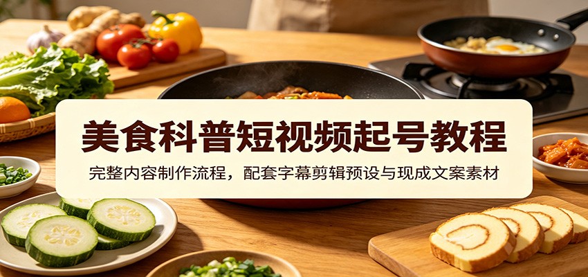 美食科普短视频起号教程:完整内容制作流程,配套字幕剪辑预设与现成文案素材网络赚钱,项目资源网,副业资源网,兼职项目,网赚课程-副业赚钱-互联网创业-独家轻创IP大圣网创