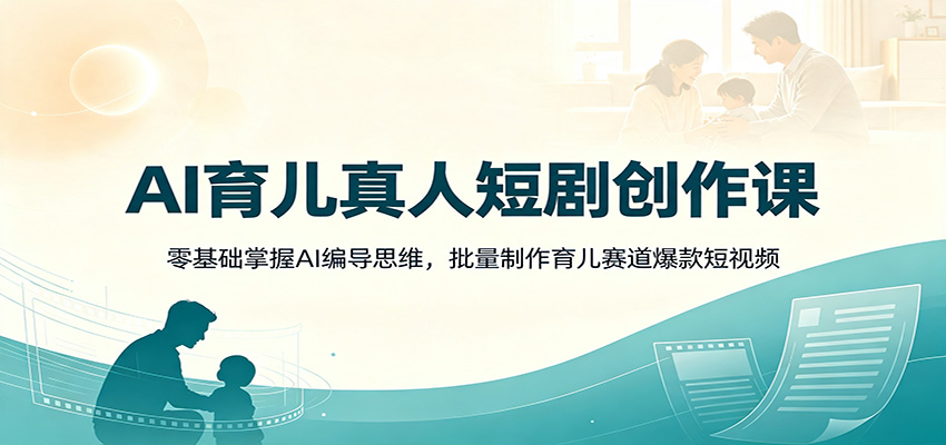 AI育儿真人短剧创作课:零基础掌握AI编导思维,批量制作育儿赛道爆款短视频网络赚钱,项目资源网,副业资源网,兼职项目,网赚课程-副业赚钱-互联网创业-独家轻创IP大圣网创