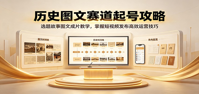 历史图文赛道起号攻略:选题故事图文成片教学,掌握短视频发布高效运营技巧网络赚钱,项目资源网,副业资源网,兼职项目,网赚课程-副业赚钱-互联网创业-独家轻创IP大圣网创
