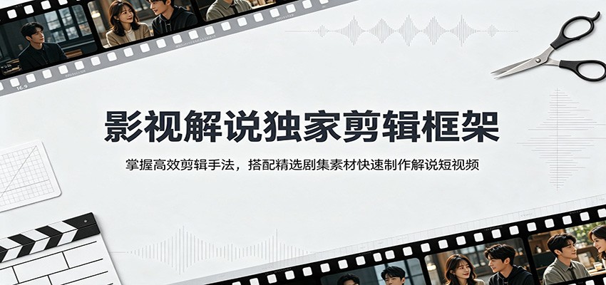 影视解说独家剪辑框架:掌握高效剪辑手法,搭配精选剧集素材快速制作解说短视频网络赚钱,项目资源网,副业资源网,兼职项目,网赚课程-副业赚钱-互联网创业-独家轻创IP大圣网创