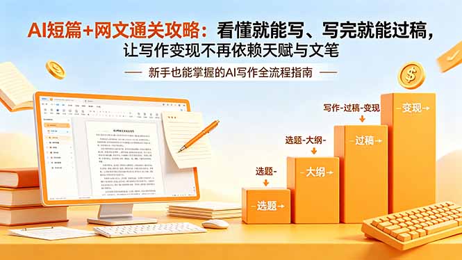 AI短篇+网文通关攻略-更新:看懂就能写、写完就能过稿,让写作变现不再依赖天赋与文笔网络赚钱,项目资源网,副业资源网,兼职项目,网赚课程-副业赚钱-互联网创业-独家轻创IP大圣网创