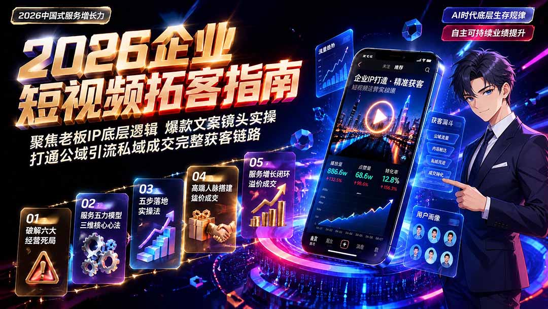 2026AI时代服务增长力实战课-无水印|五力模型三维心法教学,破解门店客源流失低价内卷实现长效业绩增长网络赚钱,项目资源网,副业资源网,兼职项目,网赚课程-副业赚钱-互联网创业-独家轻创IP大圣网创
