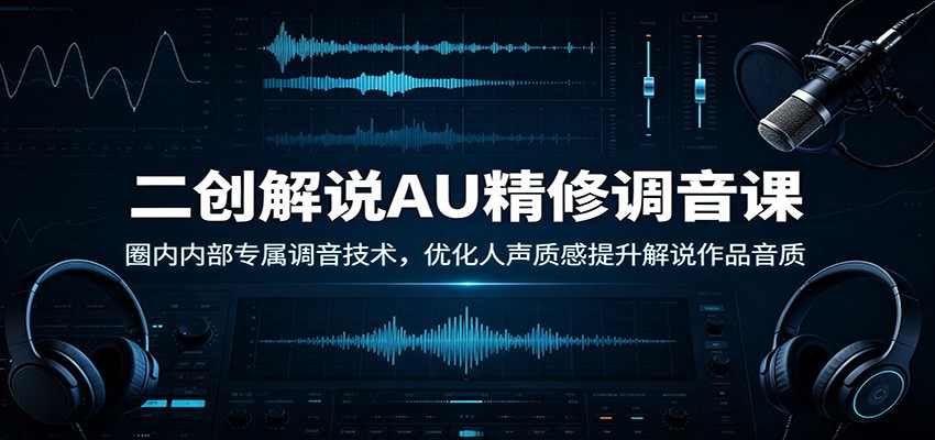 二创解说AU精修调音课：圈内内部专属调音技术，优化人声质感提升解说作品音质网络赚钱,项目资源网,副业资源网,兼职项目,网赚课程-副业赚钱-互联网创业-独家轻创IP大圣网创