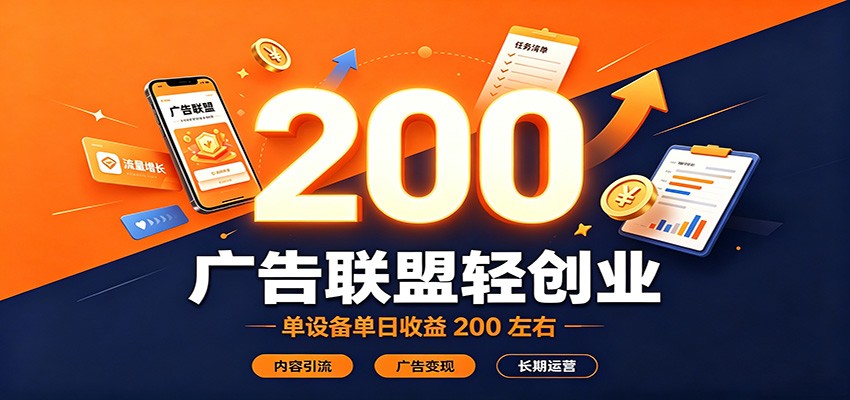 广告联盟轻创业，单设备单日收益200左右，内容引流广告变现长期运营网络赚钱,项目资源网,副业资源网,兼职项目,网赚课程-副业赚钱-互联网创业-独家轻创IP大圣网创