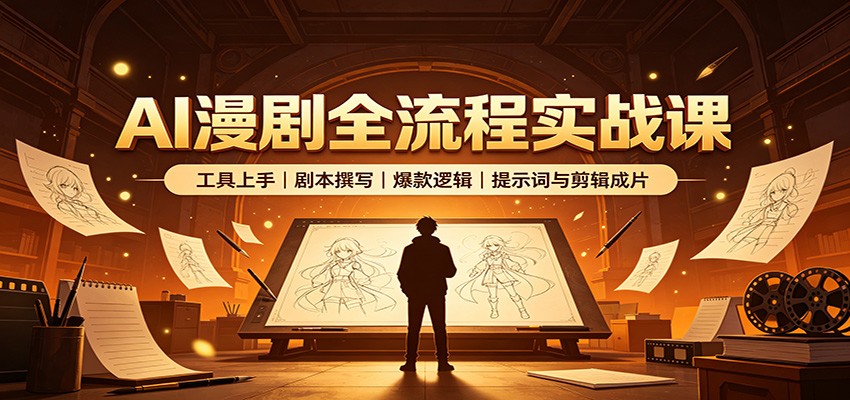 AI漫剧全流程实战课：工具上手、剧本撰写、爆款逻辑、提示词与剪辑成片网络赚钱,项目资源网,副业资源网,兼职项目,网赚课程-副业赚钱-互联网创业-独家轻创IP大圣网创