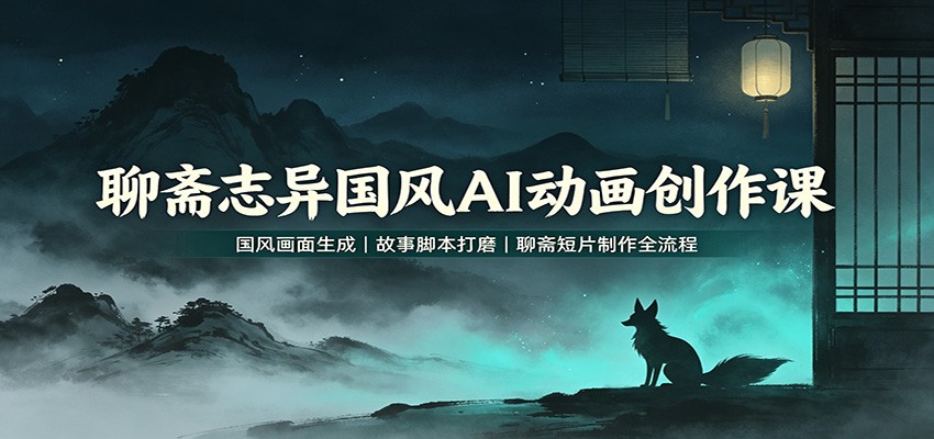 聊斋志异国风AI动画创作课:国风画面生成,故事脚本打磨,聊斋短片制作全流程网络赚钱,项目资源网,副业资源网,兼职项目,网赚课程-副业赚钱-互联网创业-独家轻创IP大圣网创