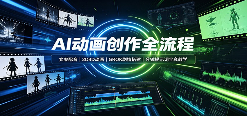 AI动画创作全流程:文案配音,2D3D动画,GROK剧情搭建,分镜提示词全套教学网络赚钱,项目资源网,副业资源网,兼职项目,网赚课程-副业赚钱-互联网创业-独家轻创IP大圣网创
