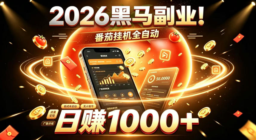 2026黑马副业!番茄挂G全自动日入1000+,操作最简单、门槛最低的线上轻资产项目【揭秘】网络赚钱,项目资源网,副业资源网,兼职项目,网赚课程-副业赚钱-互联网创业-独家轻创IP大圣网创