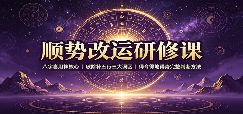 顺势改运研修课：八字喜用神核心，破除补五行三大误区，得令得地得势完整判断方法网络赚钱,项目资源网,副业资源网,兼职项目,网赚课程-副业赚钱-互联网创业-独家轻创IP大圣网创