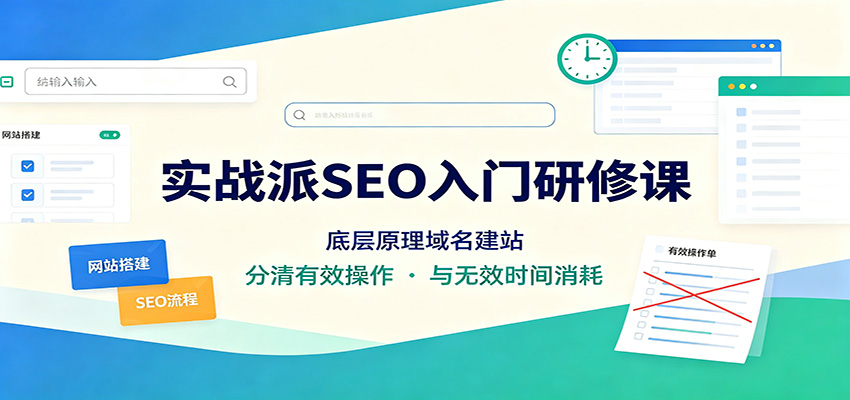 实战派SEO入门研修课:底层原理域名建站,分清有效操作与无效时间消耗网络赚钱,项目资源网,副业资源网,兼职项目,网赚课程-副业赚钱-互联网创业-独家轻创IP大圣网创