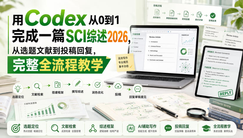 用Codex从0到1完成一篇SCI综述2026，从选题文献到投稿回复，完整全流程教学网络赚钱,项目资源网,副业资源网,兼职项目,网赚课程-副业赚钱-互联网创业-独家轻创IP大圣网创