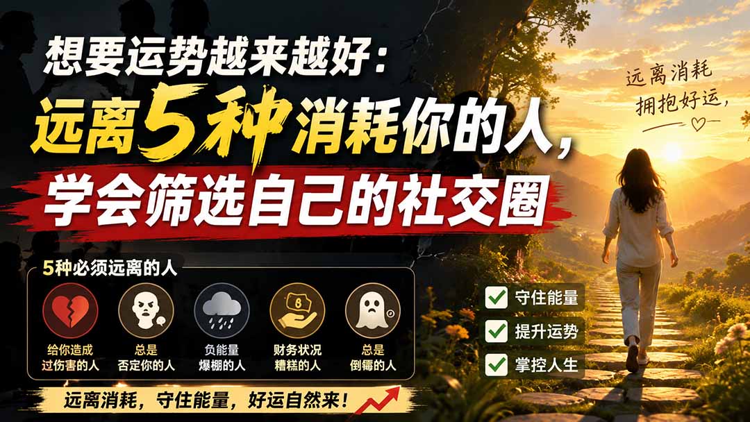 付费文章：想要运势越来越好：远离5种消耗你的人，学会筛选自己的社交圈网络赚钱,项目资源网,副业资源网,兼职项目,网赚课程-副业赚钱-互联网创业-独家轻创IP大圣网创