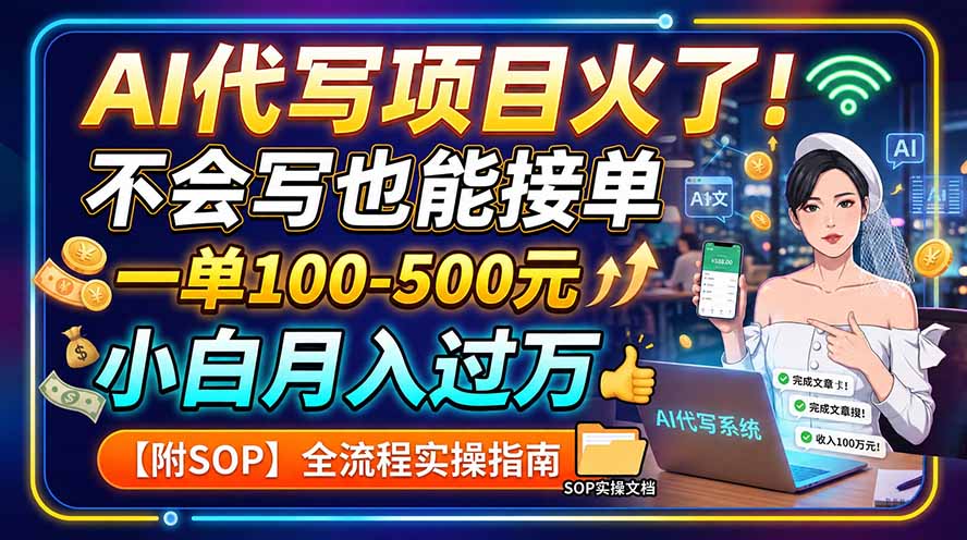 AI代写项目火了！不会写也能接单，一单100-500元，小白月入过万【附SOP】网络赚钱,项目资源网,副业资源网,兼职项目,网赚课程-副业赚钱-互联网创业-独家轻创IP大圣网创