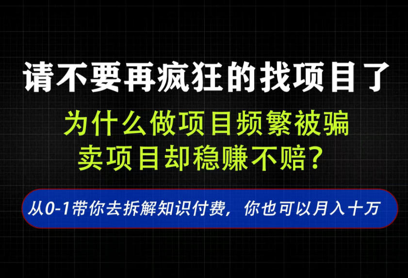 找项目？别傻了！卖项目才是真的一本万利！看完你全都懂了【揭秘】网络赚钱,项目资源网,副业资源网,兼职项目,网赚课程-副业赚钱-互联网创业-独家轻创IP大圣网创