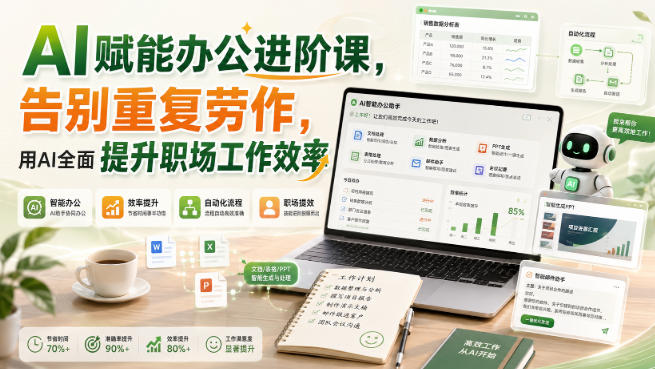 AI赋能办公进阶课，告别重复劳作，用AI全面提升职场工作效率网络赚钱,项目资源网,副业资源网,兼职项目,网赚课程-副业赚钱-互联网创业-独家轻创IP大圣网创