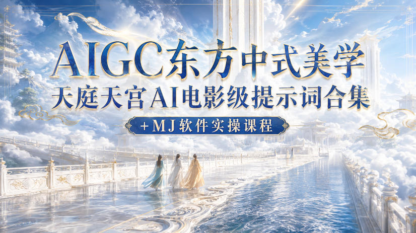 AIGC东方中式美学天庭天宫AI电影级提示词合集+MJ软件实操课程网络赚钱,项目资源网,副业资源网,兼职项目,网赚课程-副业赚钱-互联网创业-独家轻创IP大圣网创