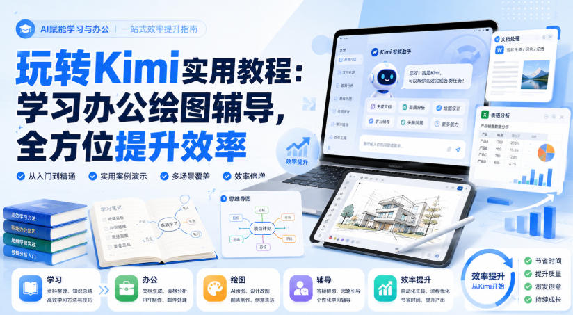 玩转Kimi实用教程：学习办公绘图辅导，全方位提升效率网络赚钱,项目资源网,副业资源网,兼职项目,网赚课程-副业赚钱-互联网创业-独家轻创IP大圣网创