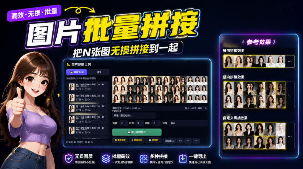 图片批量拼接，把N张图无损拼接到一起，支持横向、竖向、自定义等功能网络赚钱,项目资源网,副业资源网,兼职项目,网赚课程-副业赚钱-互联网创业-独家轻创IP大圣网创