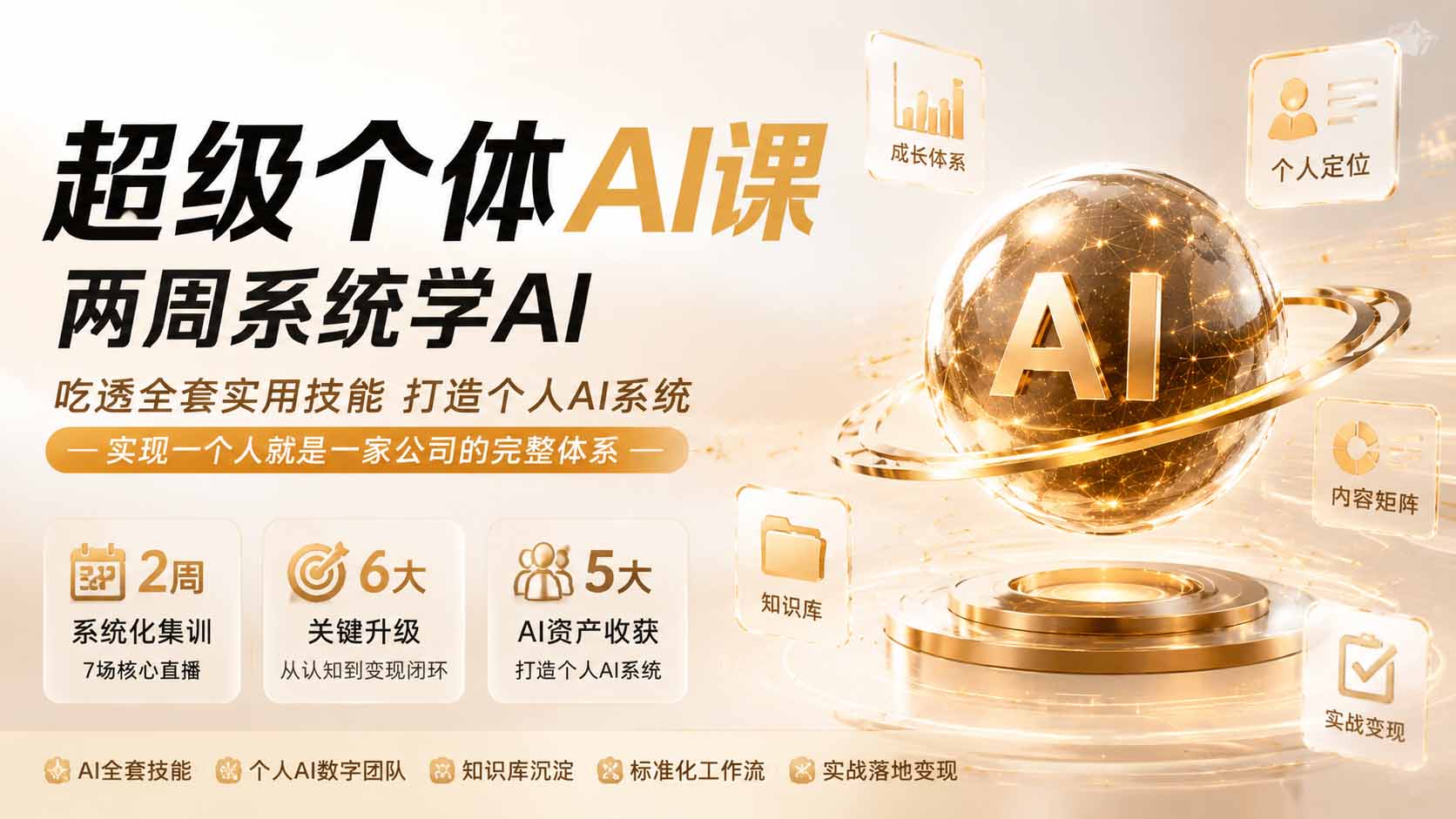 超级个体AI课 两周系统学AI；吃透全套实用技能打造个人AI系统，实现一个人就是一家公司的完整体系(更新0823网络赚钱,项目资源网,副业资源网,兼职项目,网赚课程-副业赚钱-互联网创业-独家轻创IP大圣网创