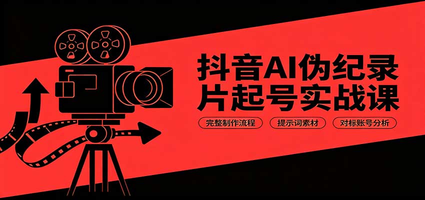 抖音AI伪纪录片起号实战课:完整制作流程,提示词素材,对标账号分析网络赚钱,项目资源网,副业资源网,兼职项目,网赚课程-副业赚钱-互联网创业-独家轻创IP大圣网创