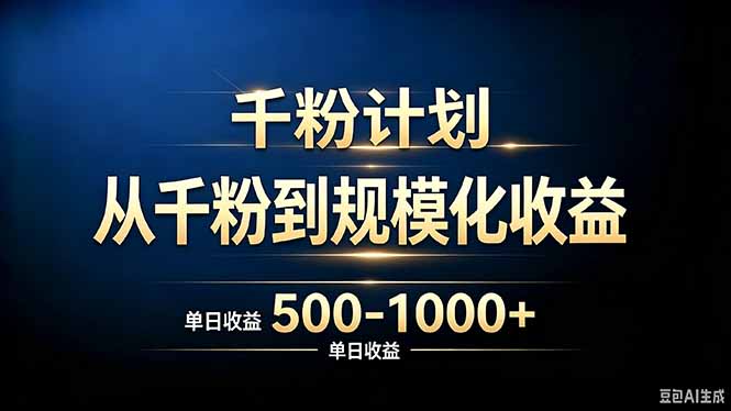 抖音千粉账号计划,从千粉到规模化收益 500-1000+单日收益网络赚钱,项目资源网,副业资源网,兼职项目,网赚课程-副业赚钱-互联网创业-独家轻创IP大圣网创
