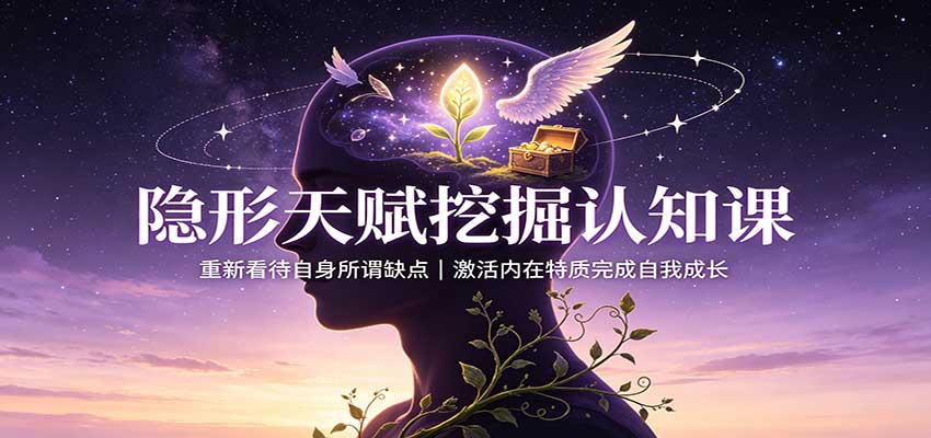 隐形天赋挖掘认知课:重新看待自身所谓缺点,激活内在特质完成自我成长网络赚钱,项目资源网,副业资源网,兼职项目,网赚课程-副业赚钱-互联网创业-独家轻创IP大圣网创
