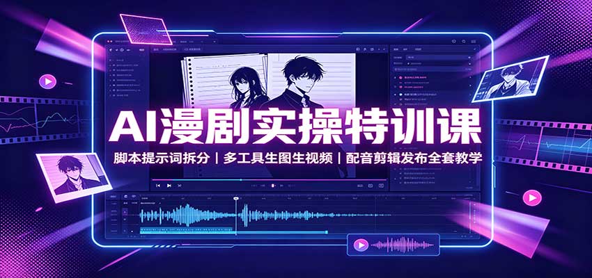 AI漫剧实操特训课:脚本提示词拆分,多工具生图生视频,配音剪辑发布全套教学网络赚钱,项目资源网,副业资源网,兼职项目,网赚课程-副业赚钱-互联网创业-独家轻创IP大圣网创