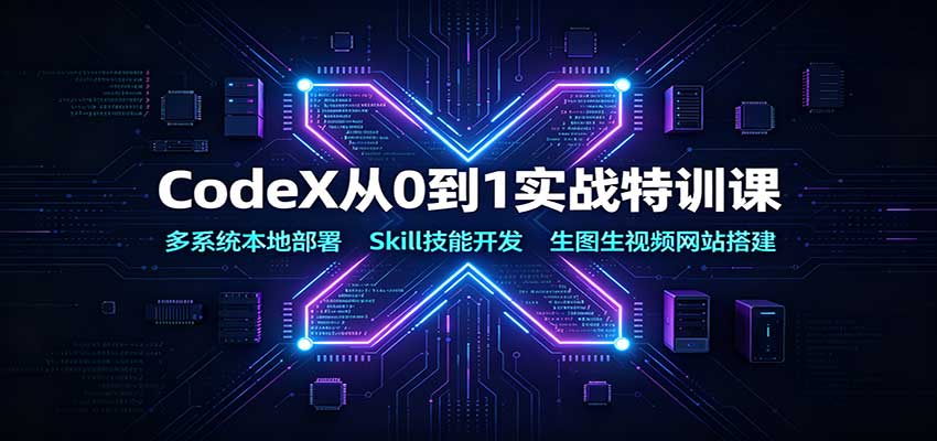 CodeX从0到1实战特训课:多系统本地部署,Skill技能开发,生图生视频网站搭建网络赚钱,项目资源网,副业资源网,兼职项目,网赚课程-副业赚钱-互联网创业-独家轻创IP大圣网创